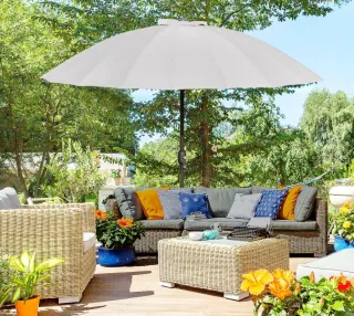 Sombrilla Jardín 250x240 Manivela Gris/Blanco