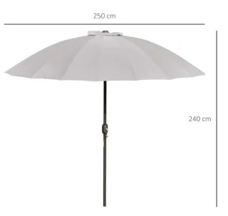 Sombrilla Jardín 250x240 Manivela Gris/Blanco