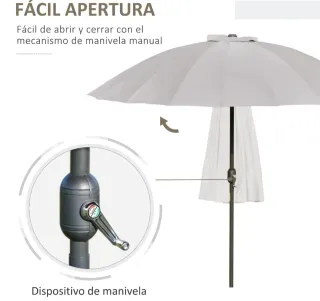 Sombrilla Jardín 250x240 Manivela Gris/Blanco