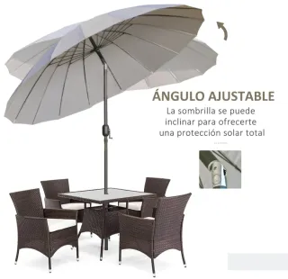 Sombrilla Jardín 250x240 Manivela Gris/Blanco