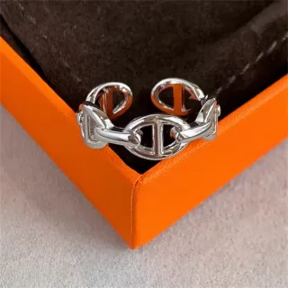 Anillo Plata Cadena Ajustable Alta Calidad