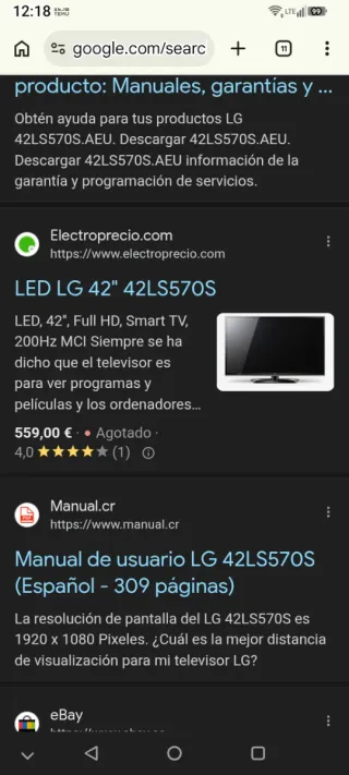 LG 42LS570S Smart TV.
