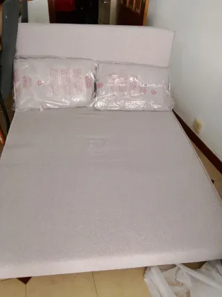 Sofá cama beige/gris tela