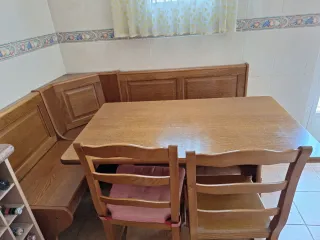 Rinconera cocina madera pino 2 sillas