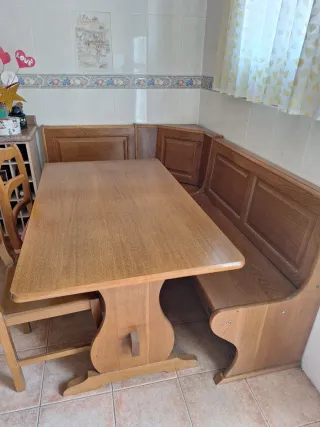 Rinconera cocina madera pino 2 sillas