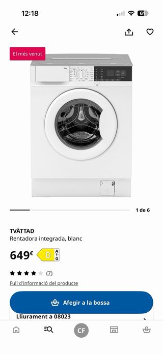 Lavadora Encastrable IKEA Seminueva