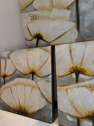 Set 3 cuadros decorativos flores