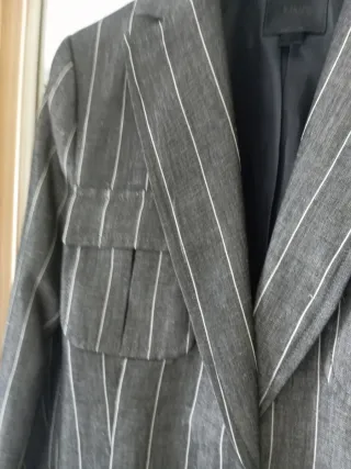 Chaqueta Mango Raya Gris Entretimpo