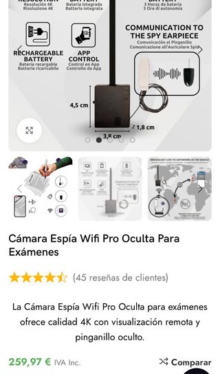 Cámara espía PingaOculto Nano V8 + Pinganillo