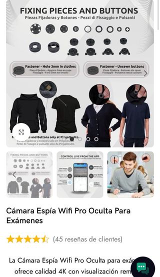 Cámara espía PingaOculto Nano V8 + Pinganillo