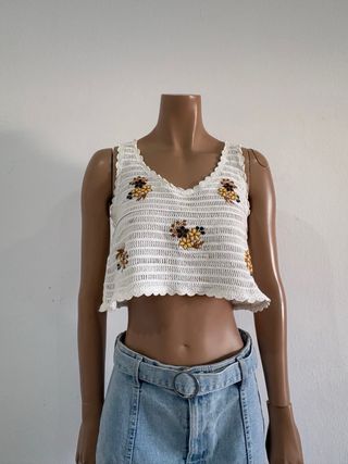 Top tirantes crochet flores