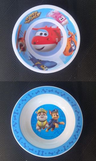 2 Pratos Infantis Super Wings e Patrulha Pata
