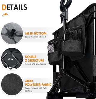 Carro Plegable Camping/Playa Portal negro 300L