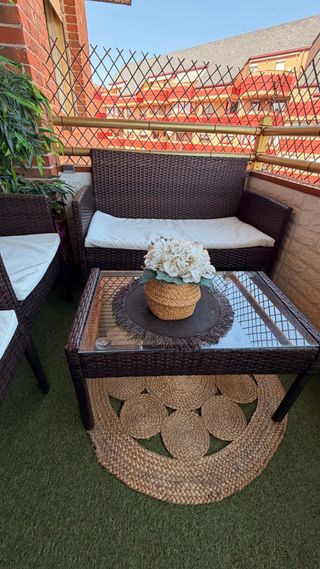 Conjunto Muebles Jardín Ratán y Cristal