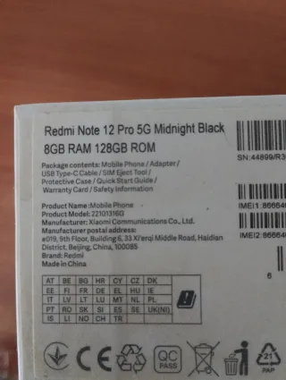 Xiaomi Redmi Note 12 Pro 5G NEGRO