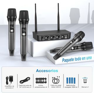 Sistema Micrófono Inalámbrico Aveek 4 Micrófonos