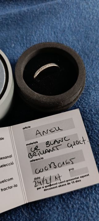 Anillo oro blanco brillante talla 16.5