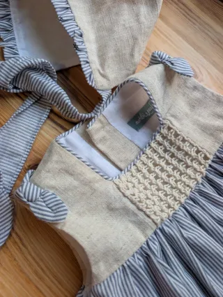Conjunto vestido, braguita y capota 9-12 meses