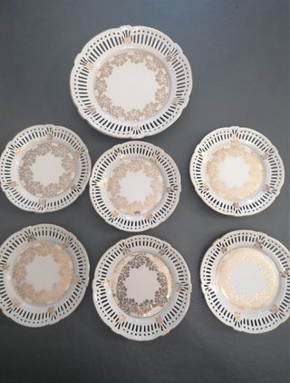 Servizio 7 piattini dolci Bavaria oro