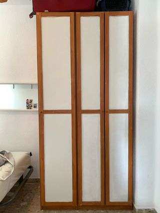 2 Armarios Modulares Madera Marrón Blanco