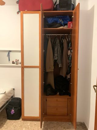 2 Armarios Modulares Madera Marrón Blanco