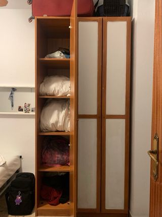 2 Armarios Modulares Madera Marrón Blanco