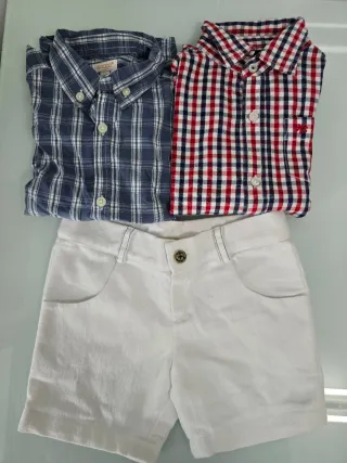 Conjunto Ropa Niño: 2 Camisas y Short Blanco