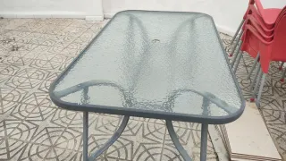 Mesa de jardín cristal y metal 150 x 90