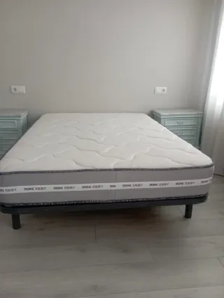 Conjunto de somier + colchón + dos mesitas.