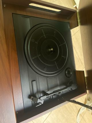 Tocadiscos Vinilo Marrón y Dorado