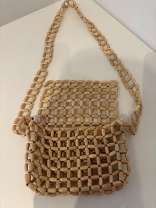 Bolso de cuentas beige