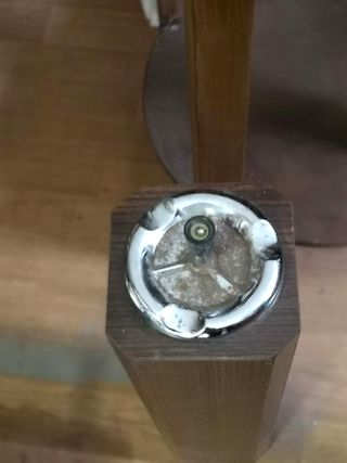 Portacenere colonna anni 70 legno e metallo