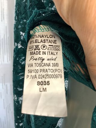 Camicetta in pizzo verde maniche lunghe