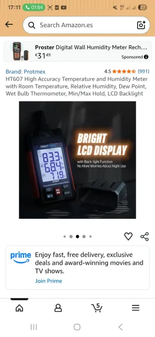 Medidor Temperatura y Humedad HT607