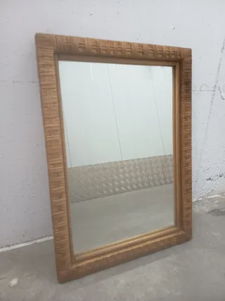 Espejo vintage ratán y madera