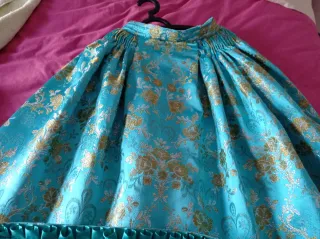 Falda Fallera verde y dorado Niña, 80 cm