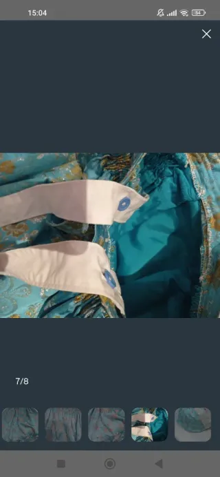 Falda Fallera verde y dorado Niña, 80 cm