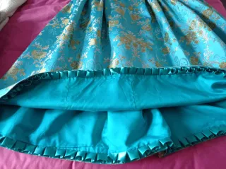 Falda Fallera verde y dorado Niña, 80 cm