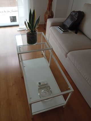 Mesa Ikea Metal Blanco y Cristal