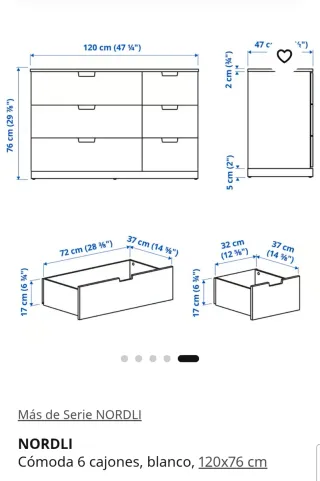 Cómoda NORDLI IKEA 6 cajones blanca