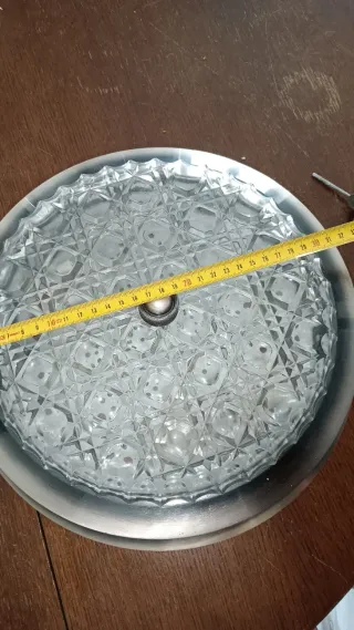 Lámpara Antigua Metal y Cristal