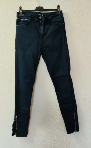 Pantalón Bershka Teal Cremalleras