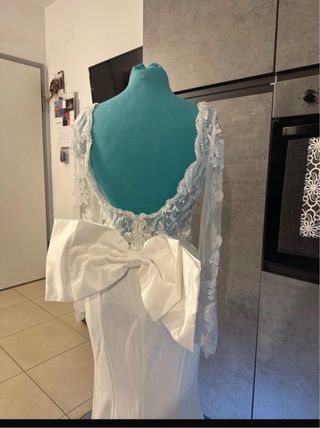 Abito da sposa sirena pizzo e fiocco taglia S