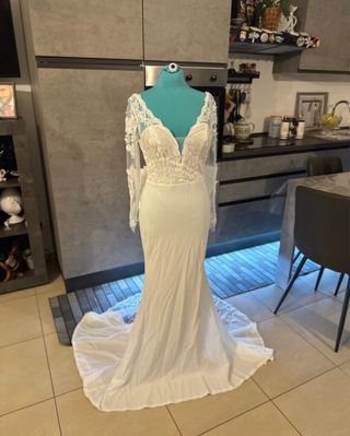 Abito da sposa sirena pizzo e fiocco taglia S