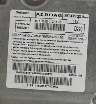 Centralita Airbag FIAT BRAVO 5WK43641 51851218