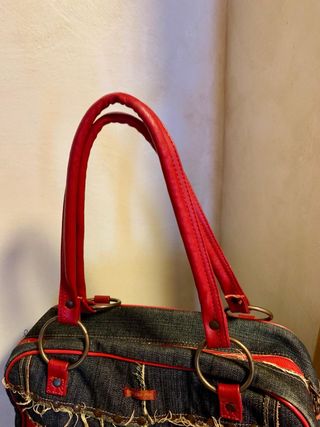 Bolso Solido Inc. Denim y Rojo