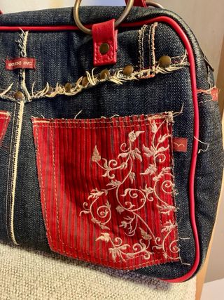 Bolso Solido Inc. Denim y Rojo