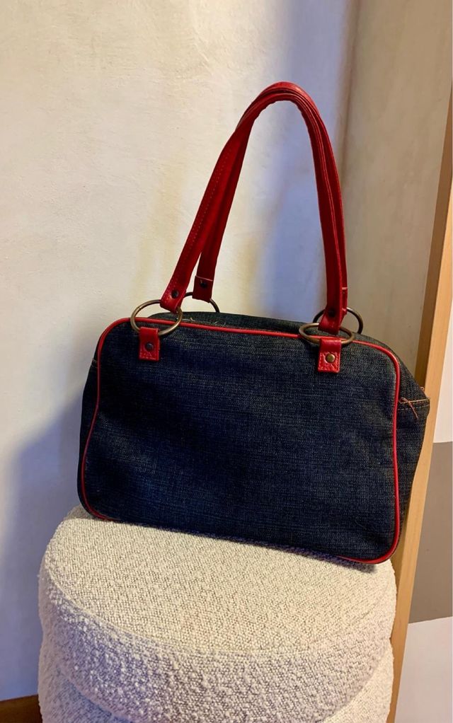 Bolso Solido Inc. Denim y Rojo