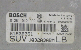 ECU Centralita de Motor FIAT / SUZUKI 0281012992 51806261 33920-79JQ1