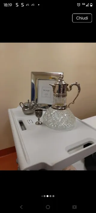 Caraffa vintage in vetro e silver